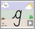 Letter g continuous cursive beginners